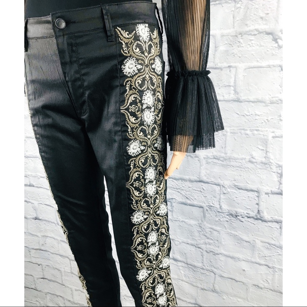 Black Embroidered Skinny Jeans